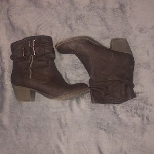 Brown heel booties